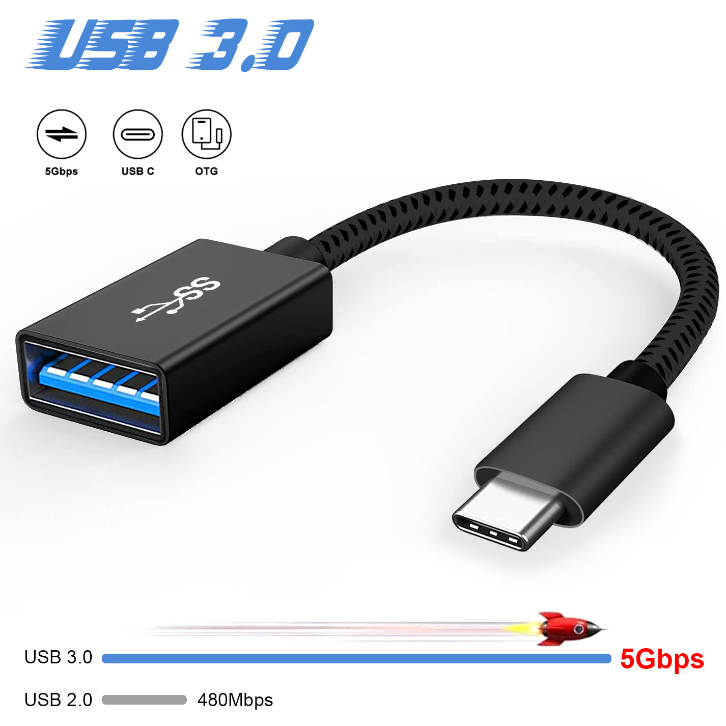 5Gbps USB to USB C Adapter, Type A to Type C Adapter Female Adapter, Universal