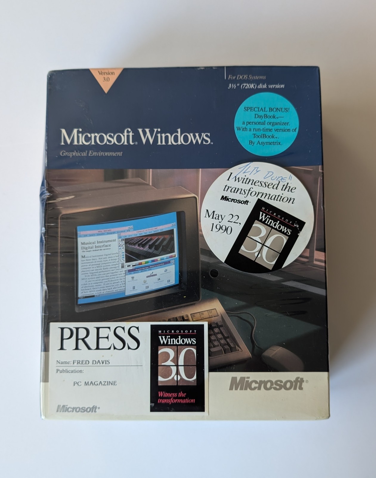 Microsoft Windows 3.0 3.5" Floppy Launch Day 1990 NEW SEALED Vintage Software