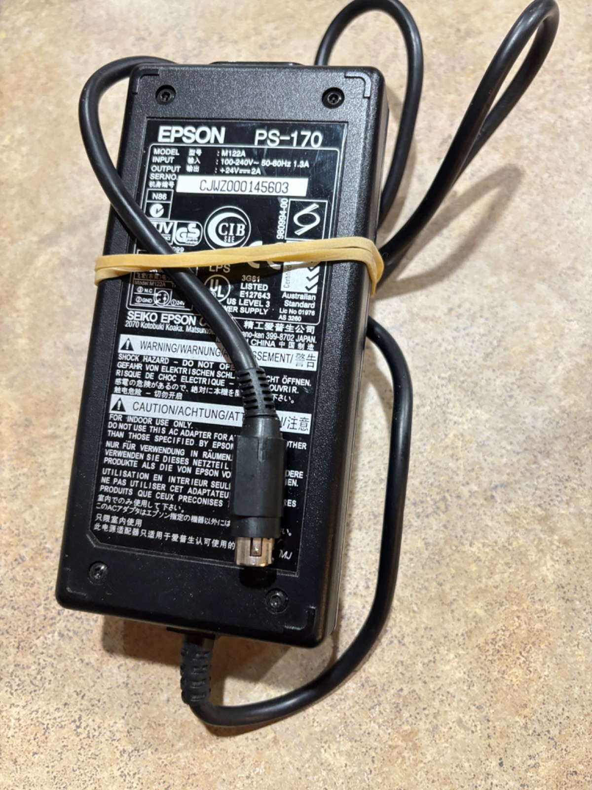 GENUINE EPSON 24V 2A POWER SUPPLY PS-170 M122A 3 PIN