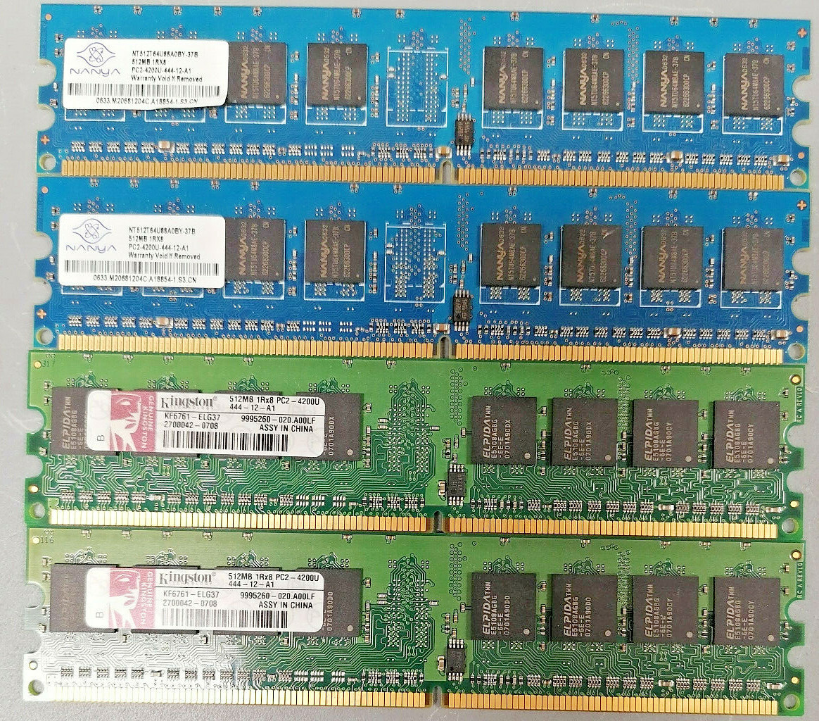 Lot of 4 2GB(4x512mb) PC-2 4200 240 Pin