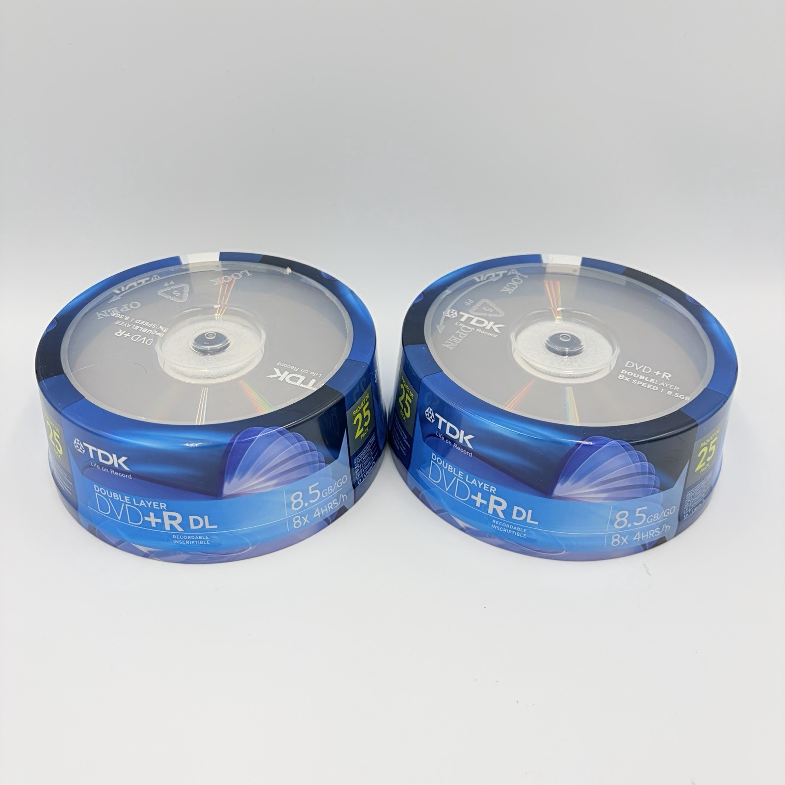 TDK Double Layer DVD+R DL 8.5GB 8X Blank Discs 25 Pack New Sealed Lot of 2