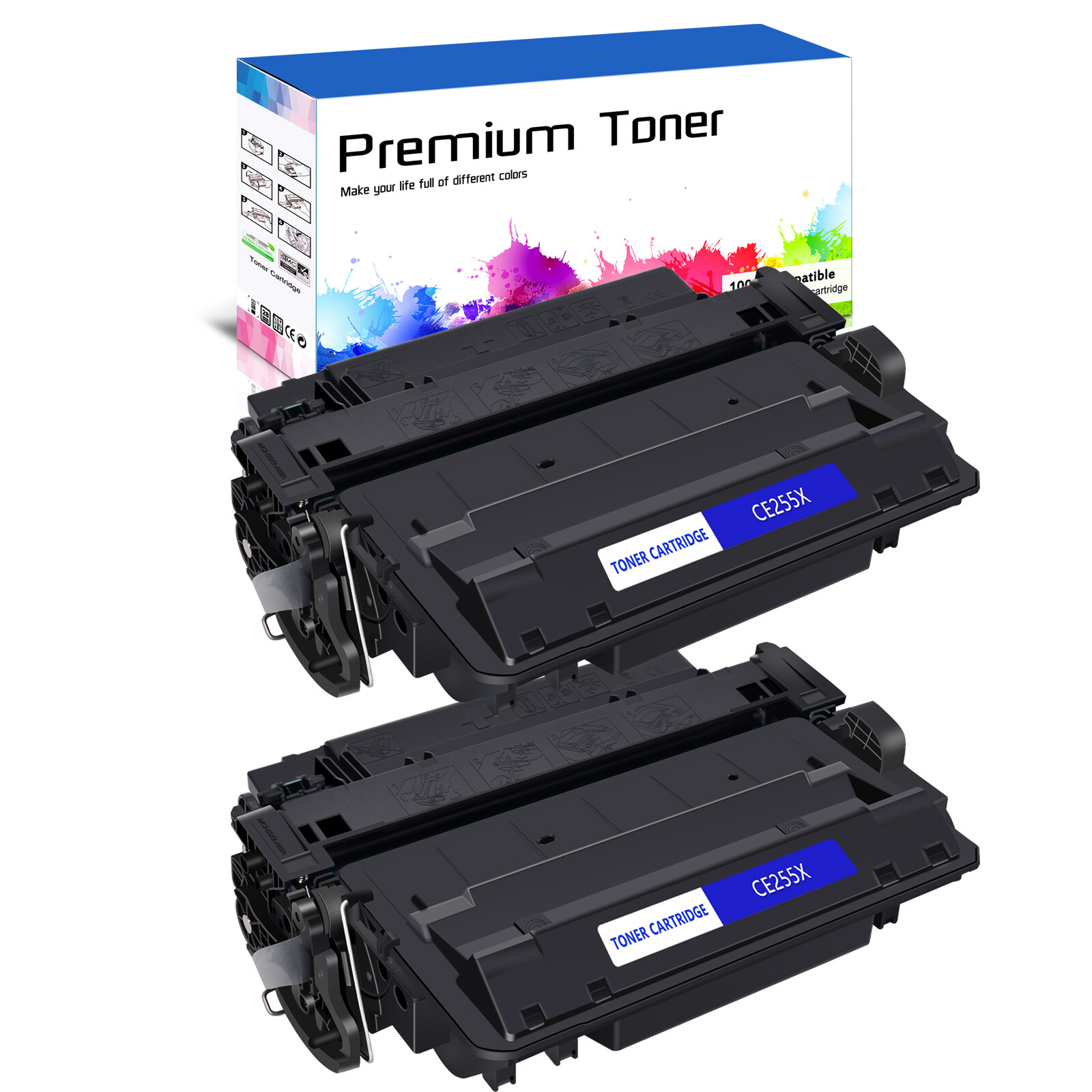2PK Black Toner for HP CE255X 55X LaserJet P3015 P3015d P3015n P3015dn P3015x