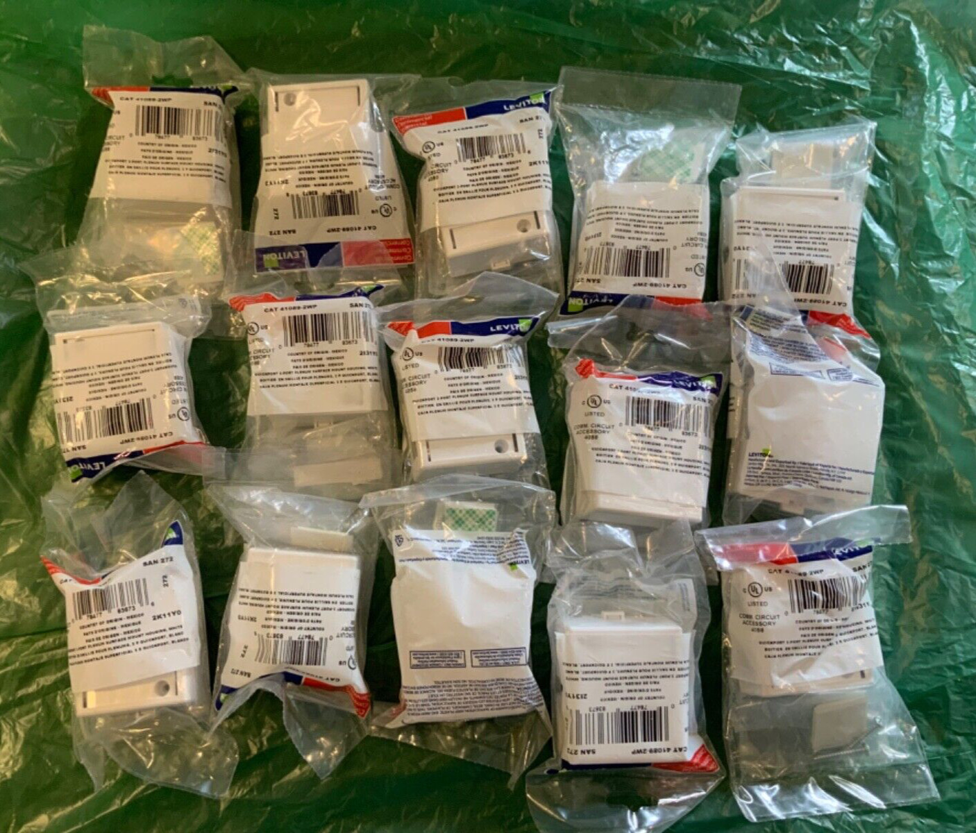 LOT OF 15 LEVITON CAT, 41089-2WP SURFACE MOUNT