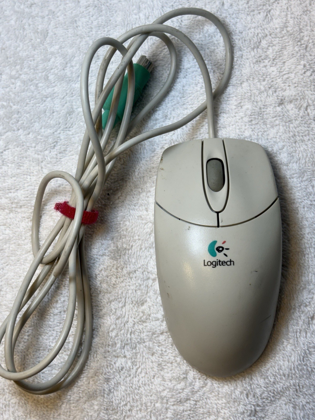 Vintage Logitech M-S48a 2-Button Mechanical Ball Scroll Mouse PS/2