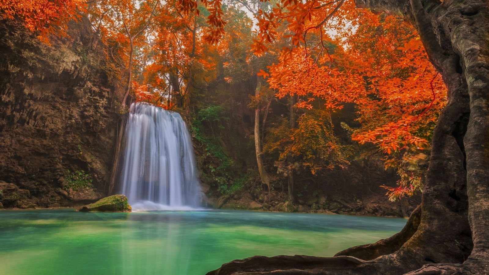 Landscape nature waterfall fall trees Custom Gaming Mat Desk