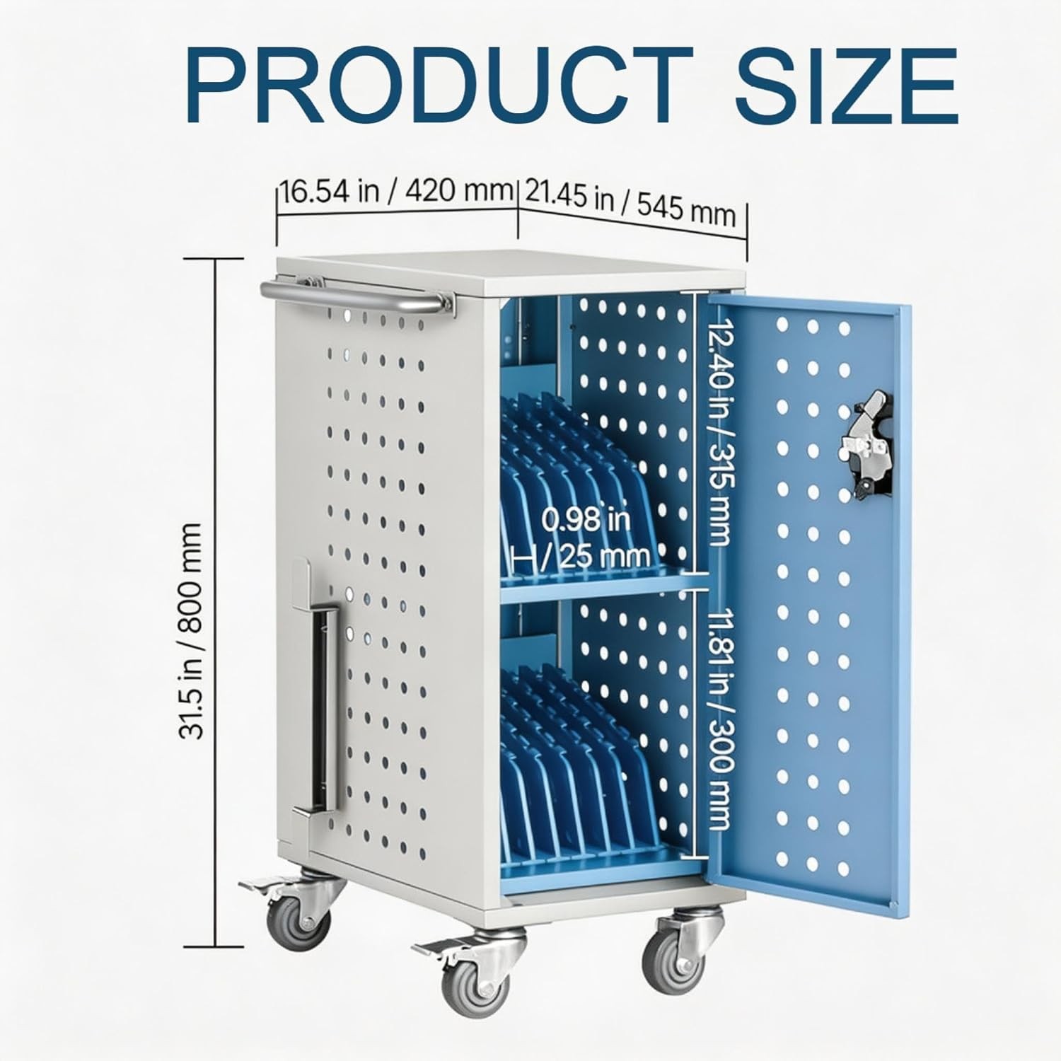 16/20/32 Device Charging Cart for Chromebook Laptop Classroom Storage Lockable
