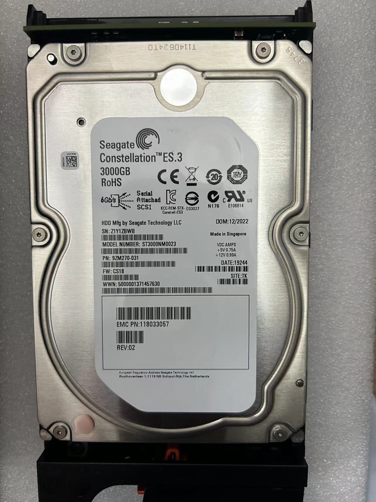 EMC V2-PS07-030 3TB 7.2K 6Gbps 3.5" SAS HDD for VNXe3100 VNXe3150 005049291