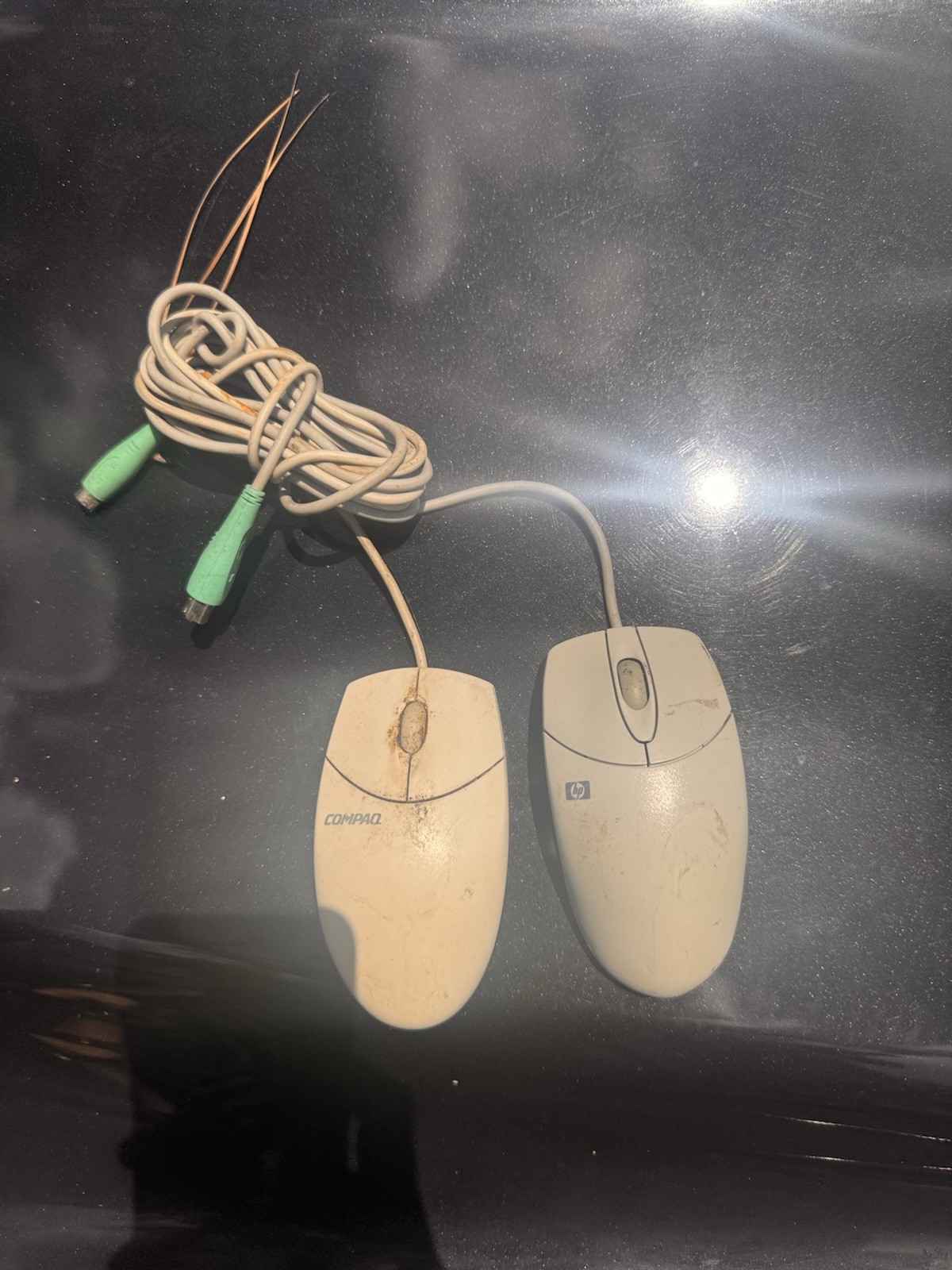 Vintage Compaq hp Mouse Scroll Wired Ball PS/2 Office untested