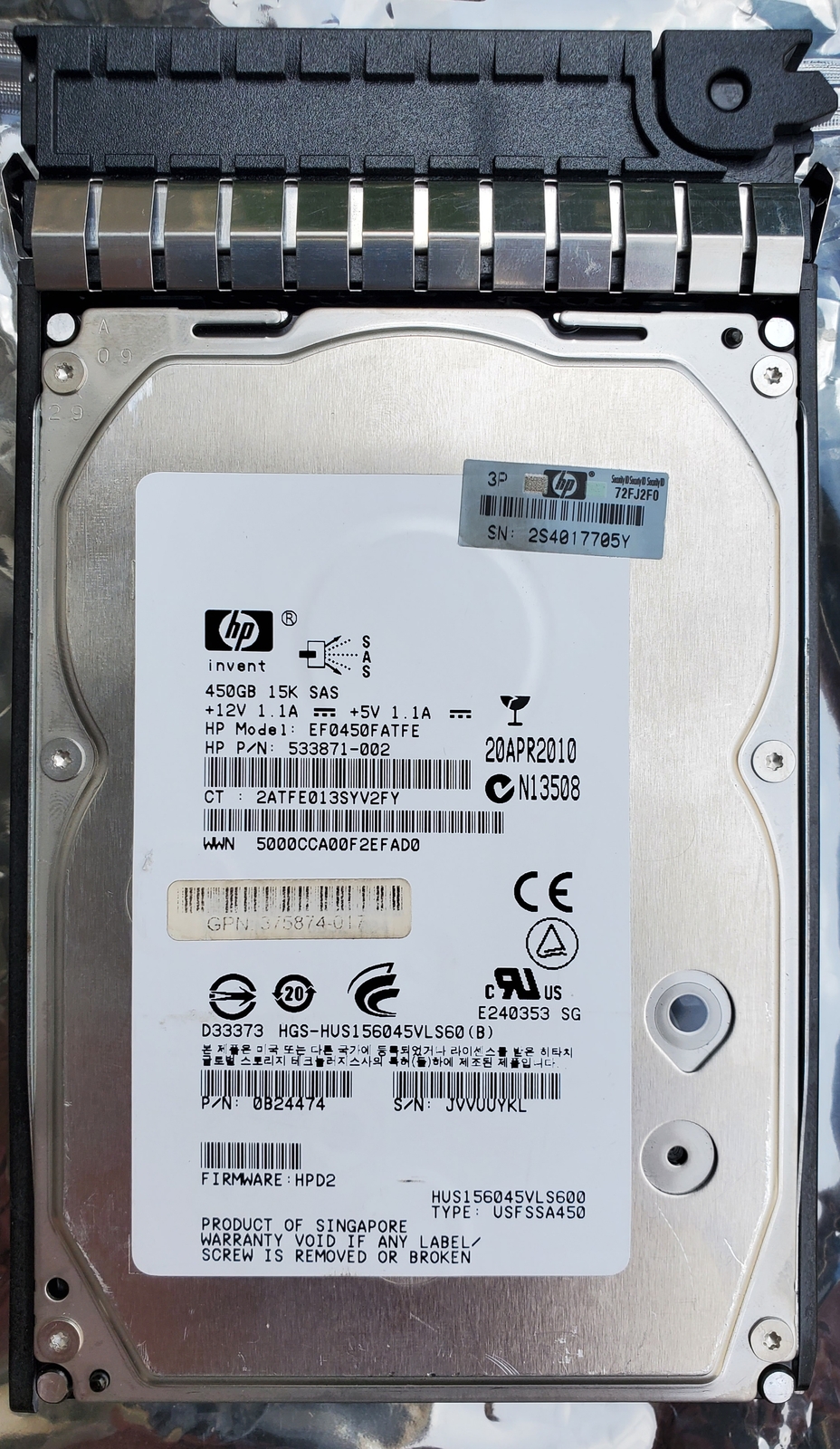 HP 450GB 6G SAS 15K 3.5in DP ENT HDD 454274-001 FIRMWARE: HPD2