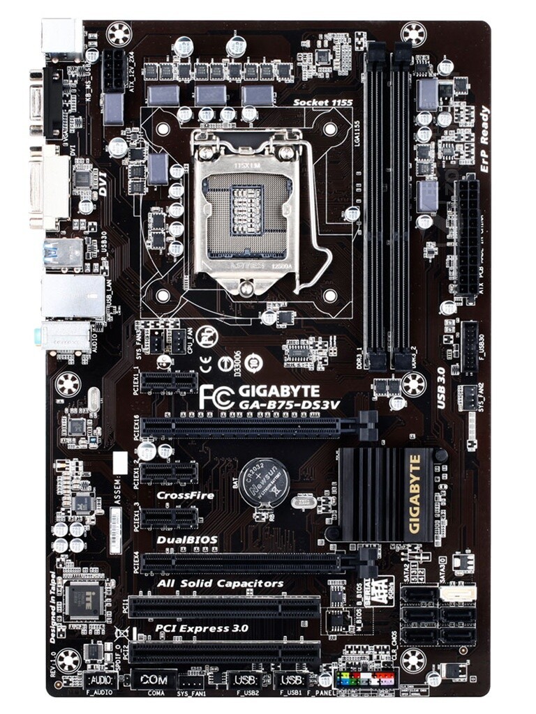 Gigabyte Intel B75 ATX LGA1155 Motherboard GA-B75-DS3V DDR3 with I/O