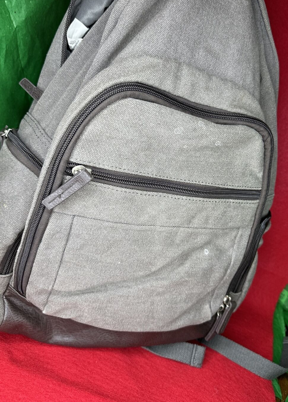 Occasionally Made Large Laptop Padded Backpack Canvas Dark Gray Adjust Straps