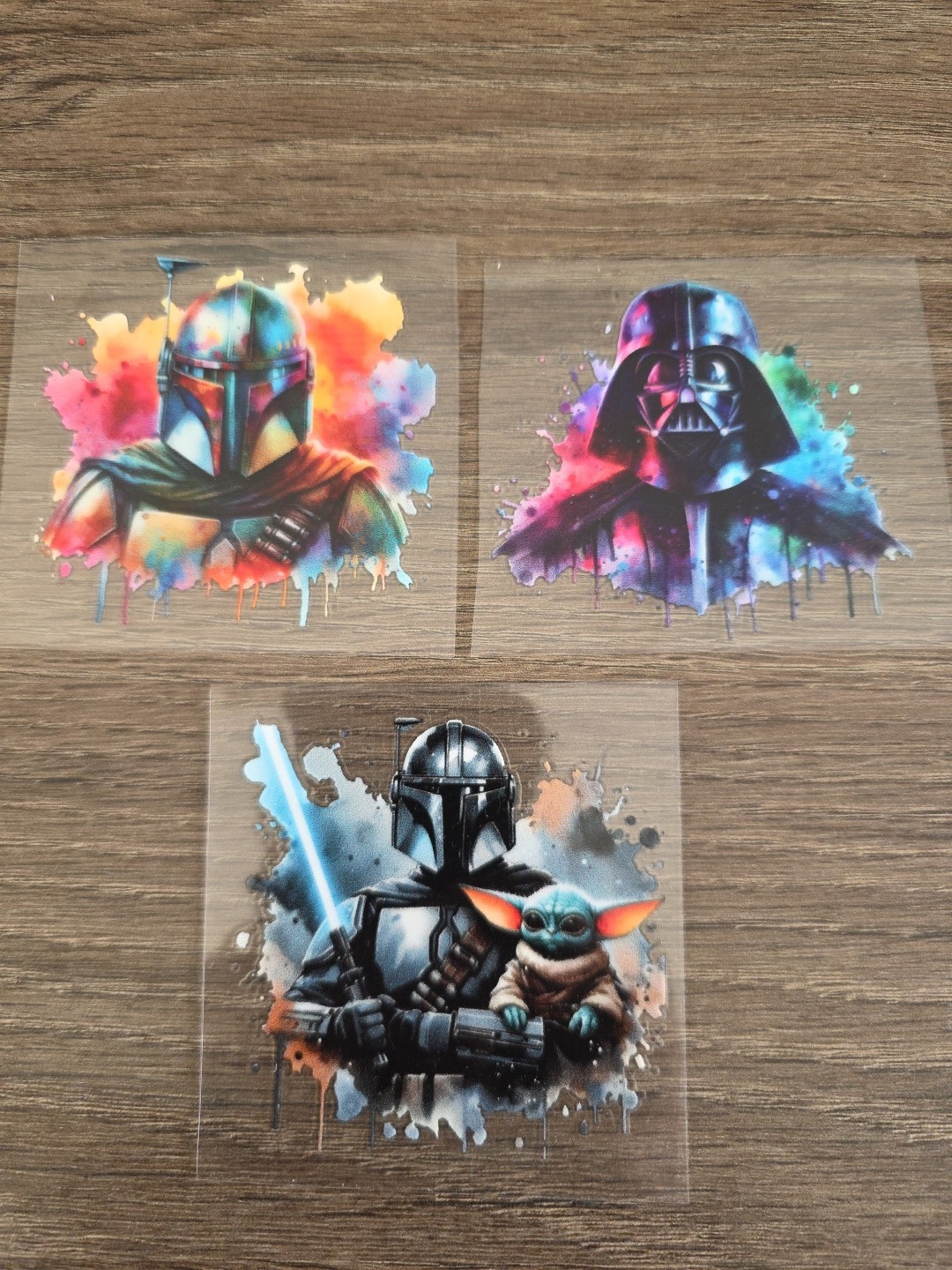 Star Wars 3pc Raised UV DTF color Sticker Decals Varnish Seal