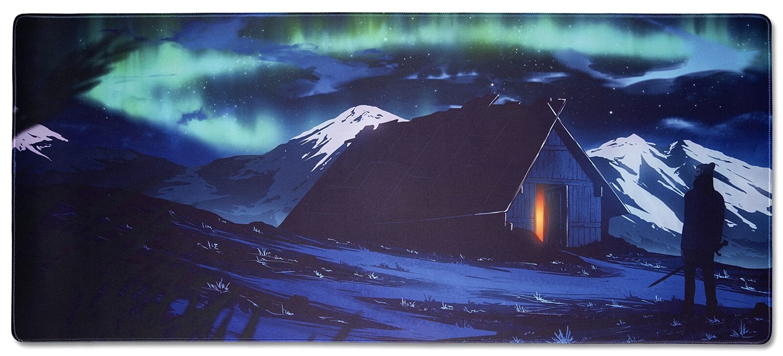 MouseOne Thasis Gaming Mouse Pad Northern Lights XL 36.6x15.7 Stitched Edges