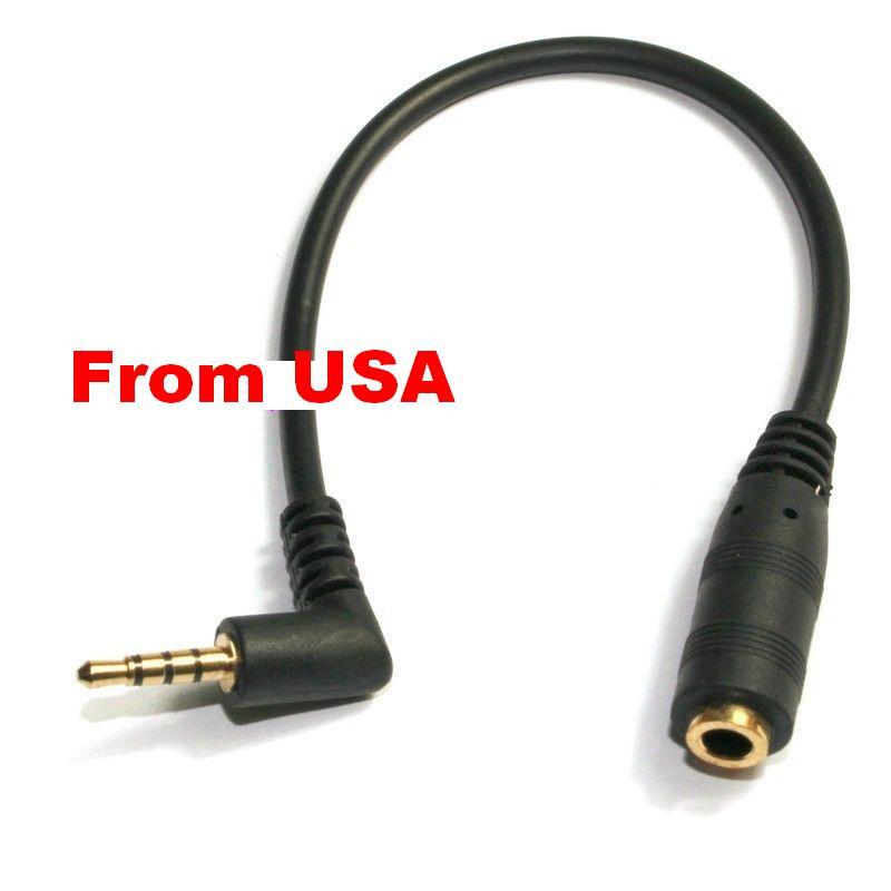 5PCS  12inch 4Pole 3.5mm Male Right Angle to 3.5mm Female Stereo Headphone Cable