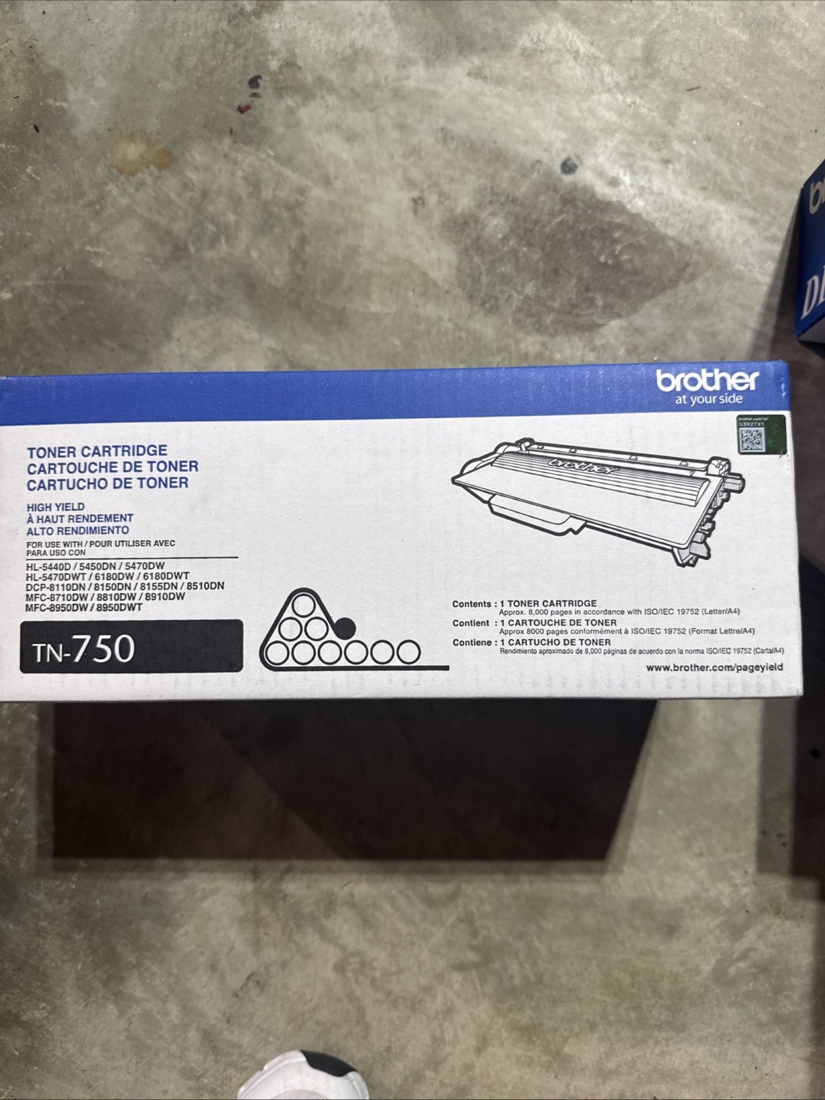 *Brother TN-750 High-Yield Black Printer Toner Cartridge - Genuine Sealed*