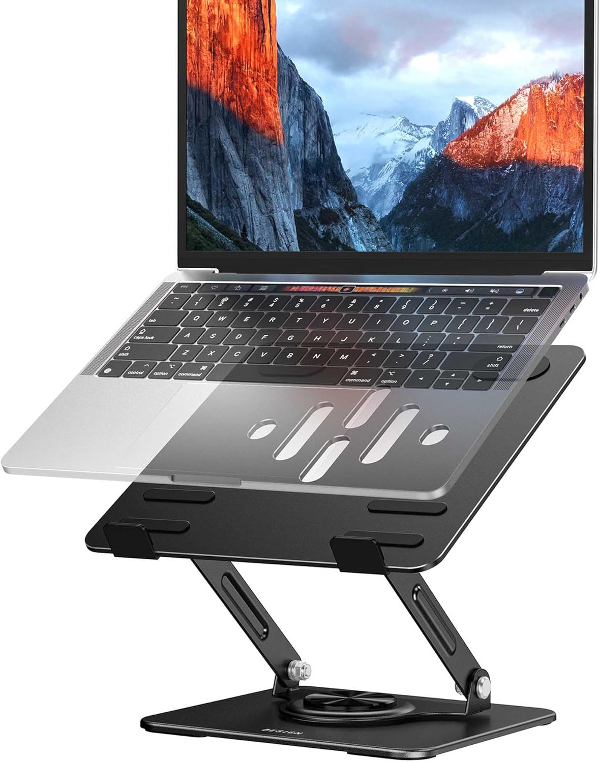 Laptop Stand with 360° Rotating Base, Ergonomic Adjustable Notebook