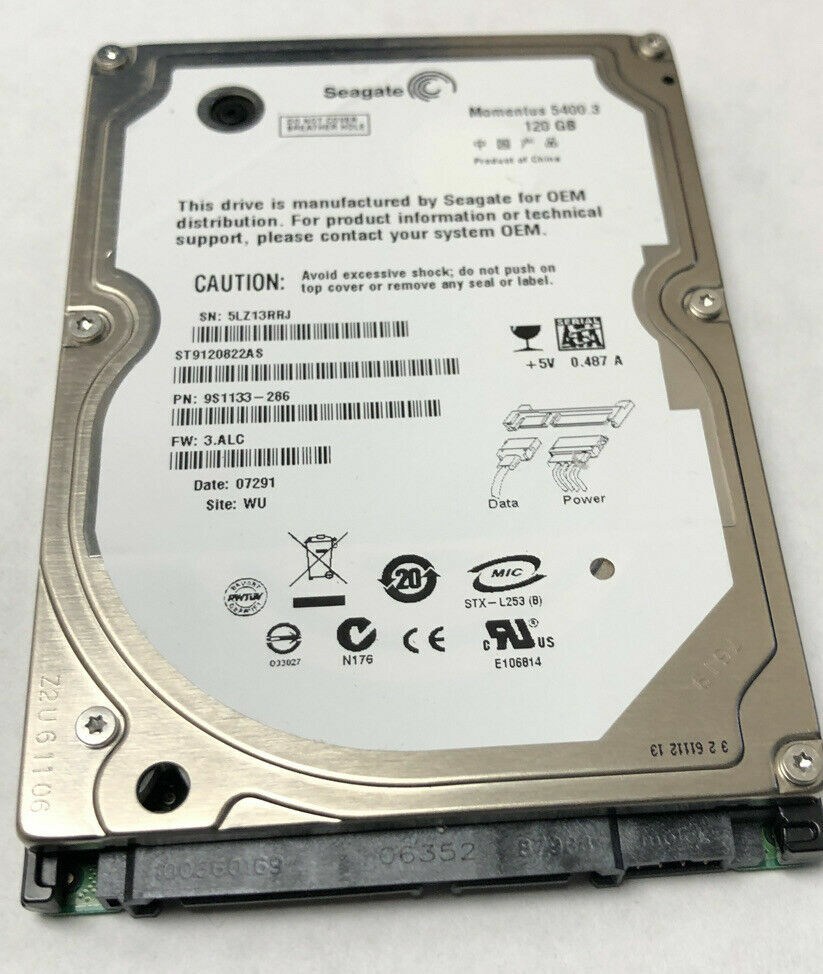 ST9120822AS - 9S1133-286 Seagate Momentus 5400 120GB  2.5INCH TESTED-