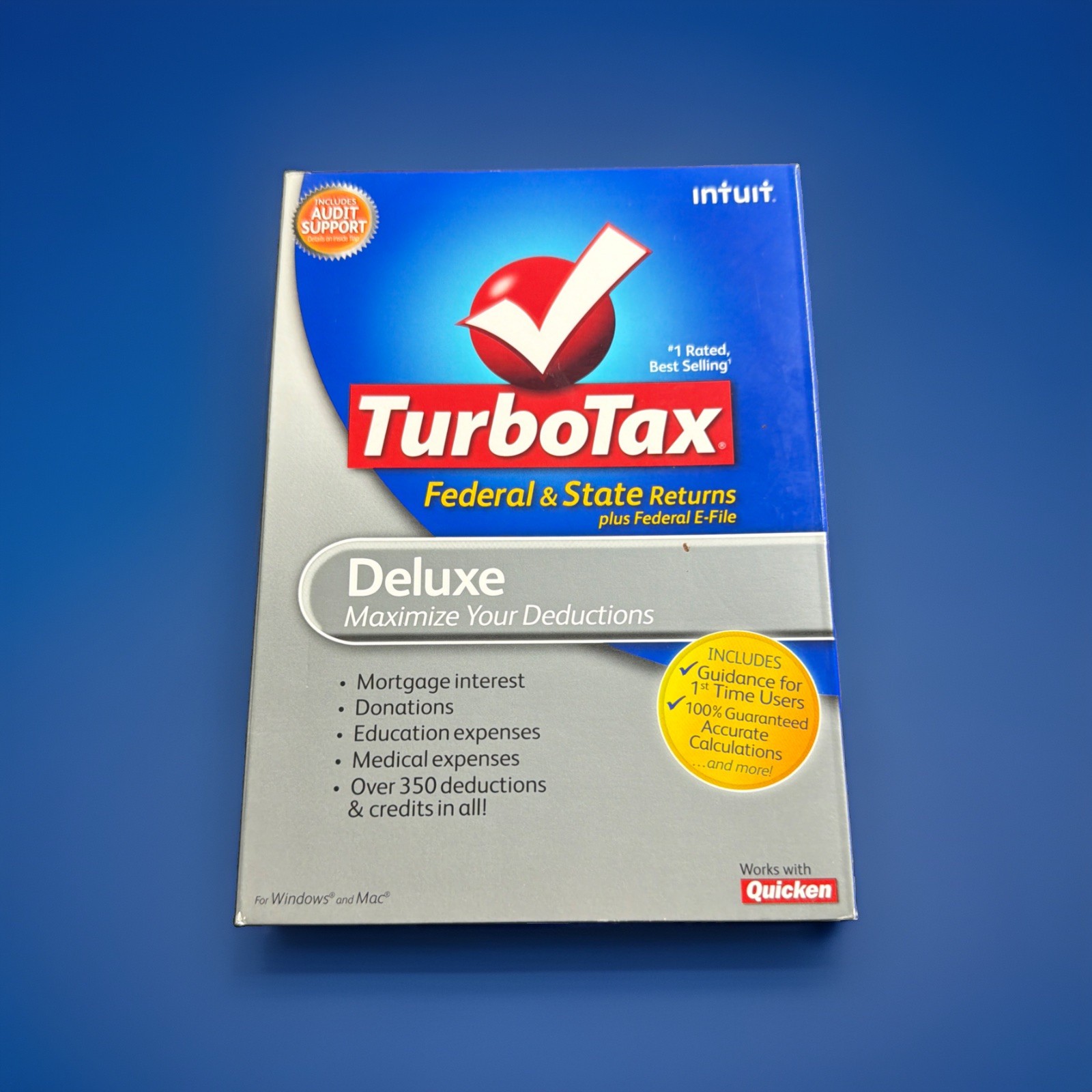 Turbotax 2010 Deluxe Federal & State Returns Fed E-File Win/Mac NEW SEALED
