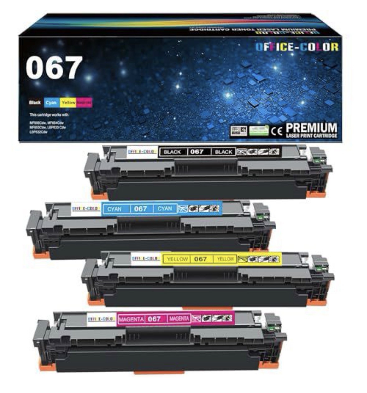 Premium Toner Cartridge CRG067H Toner Cartridge 4-Pack Compatible with Canon