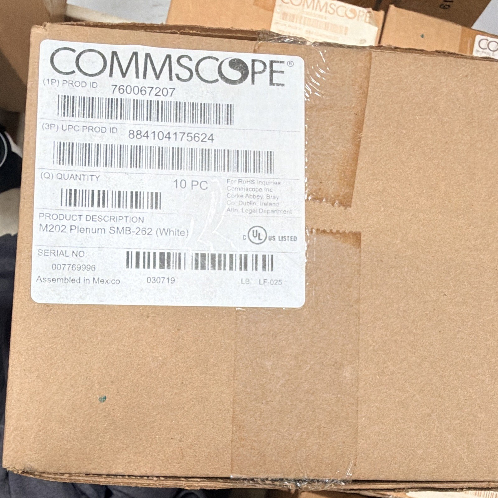CommScope M202 SMB-262 Plenum Jack, White, RJ45 Port Female (10 Pack)