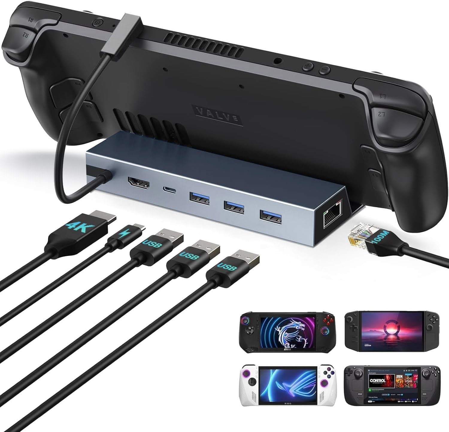 Steam Deck Dock, Docking Station for Steam Deck/ROG Ally/Legion Go/MSI Claw/N...