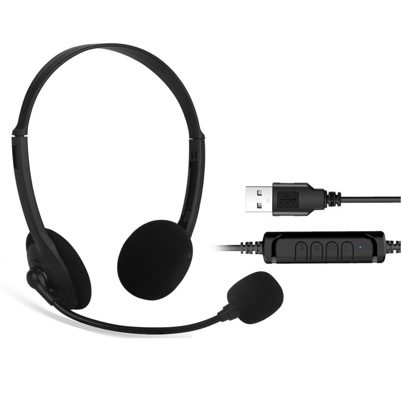Lightweight USB Headset With Volume Control For Call Center Customer Service Use