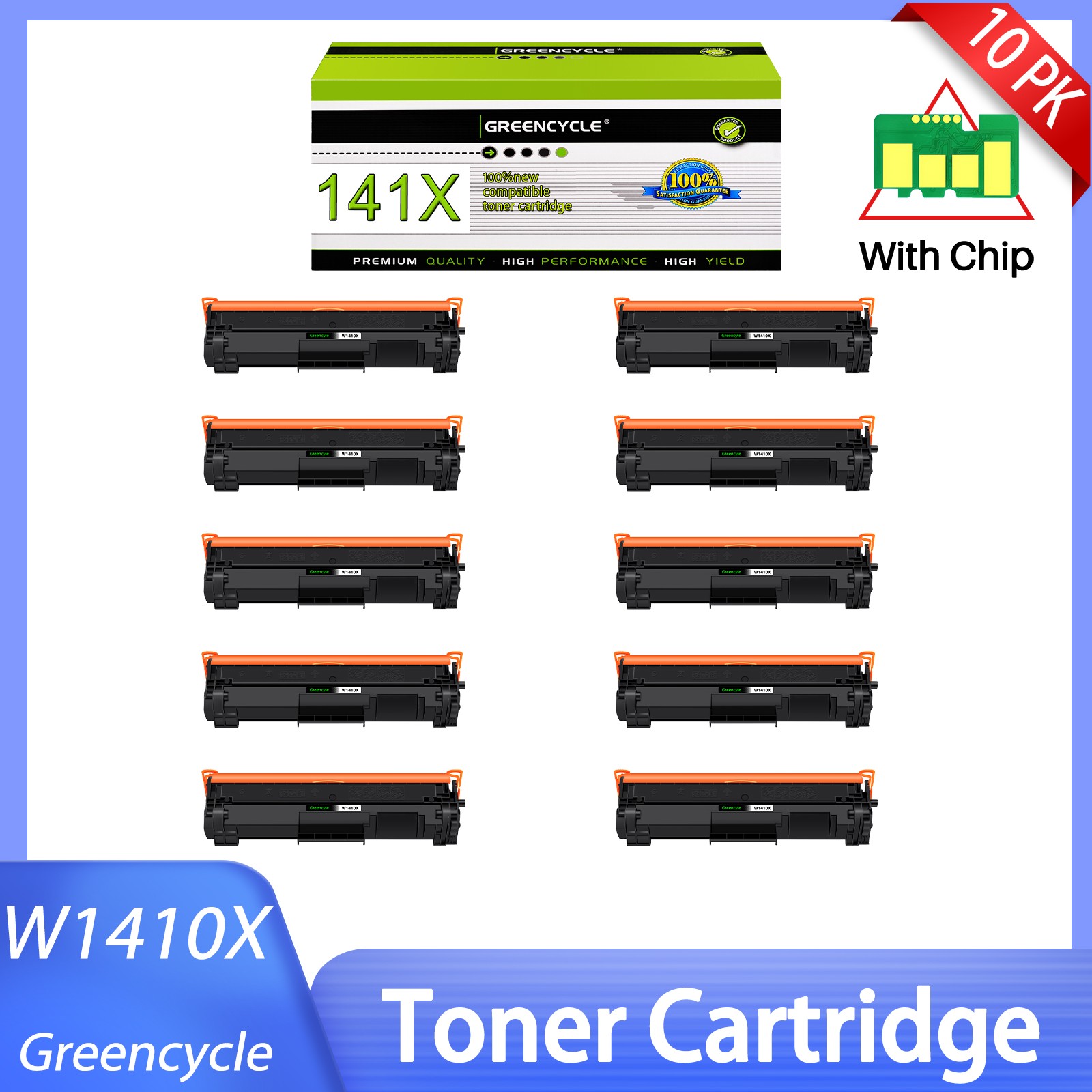 10PK 141X Replacement Toner Cartridges for HP M110w M139w M140w Black,2000Pages