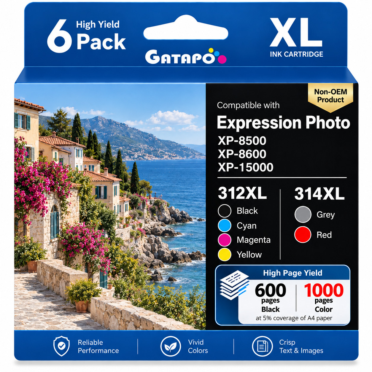 312XL 314XL High Yield Ink Cartridge Replacement for 312XL 314XL Ink Cartridges