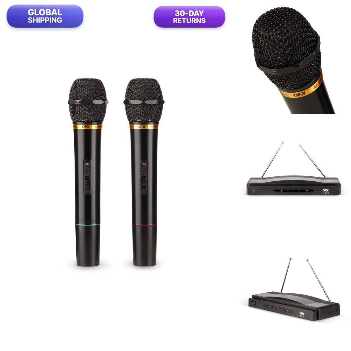 QFX M-336 Wireless Dynamic Microphone Twin Pack