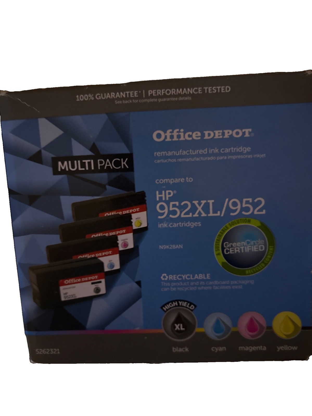 New Office Depot 952XL Ink Cartridges Set Black Yellow Cyan Magenta High Yield