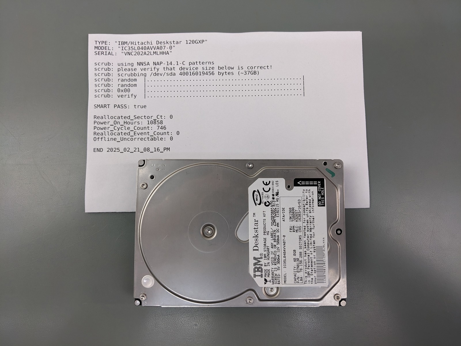IBM Deskstar 120GXP 40GB IDE Hard Drive 3.5in ~ Fully Wiped and Tested