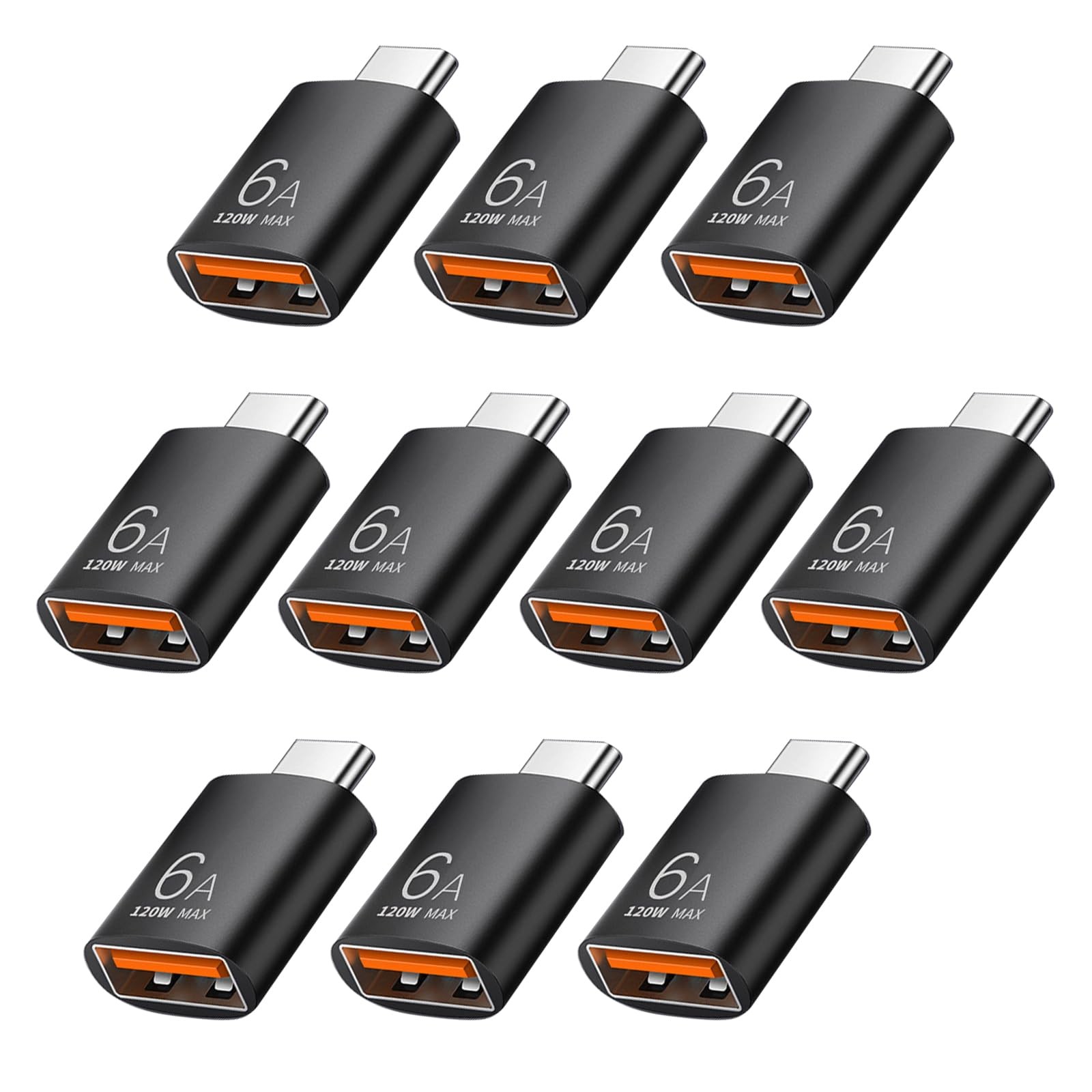 Pastall 10 Pack 10Gbps/120W USB C to Adapter,USB3.1 C 10 Pack, black