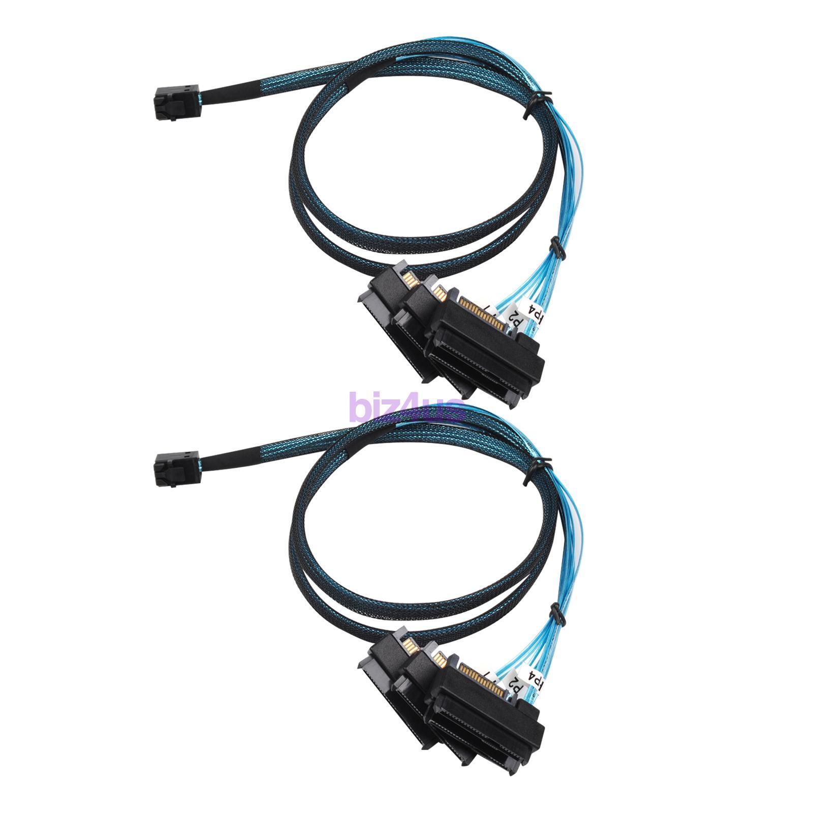 2PCS Mini SAS SFF-8643 to 4 SFF-8482 29pin 15pin SAS Power Cable Connectors @US