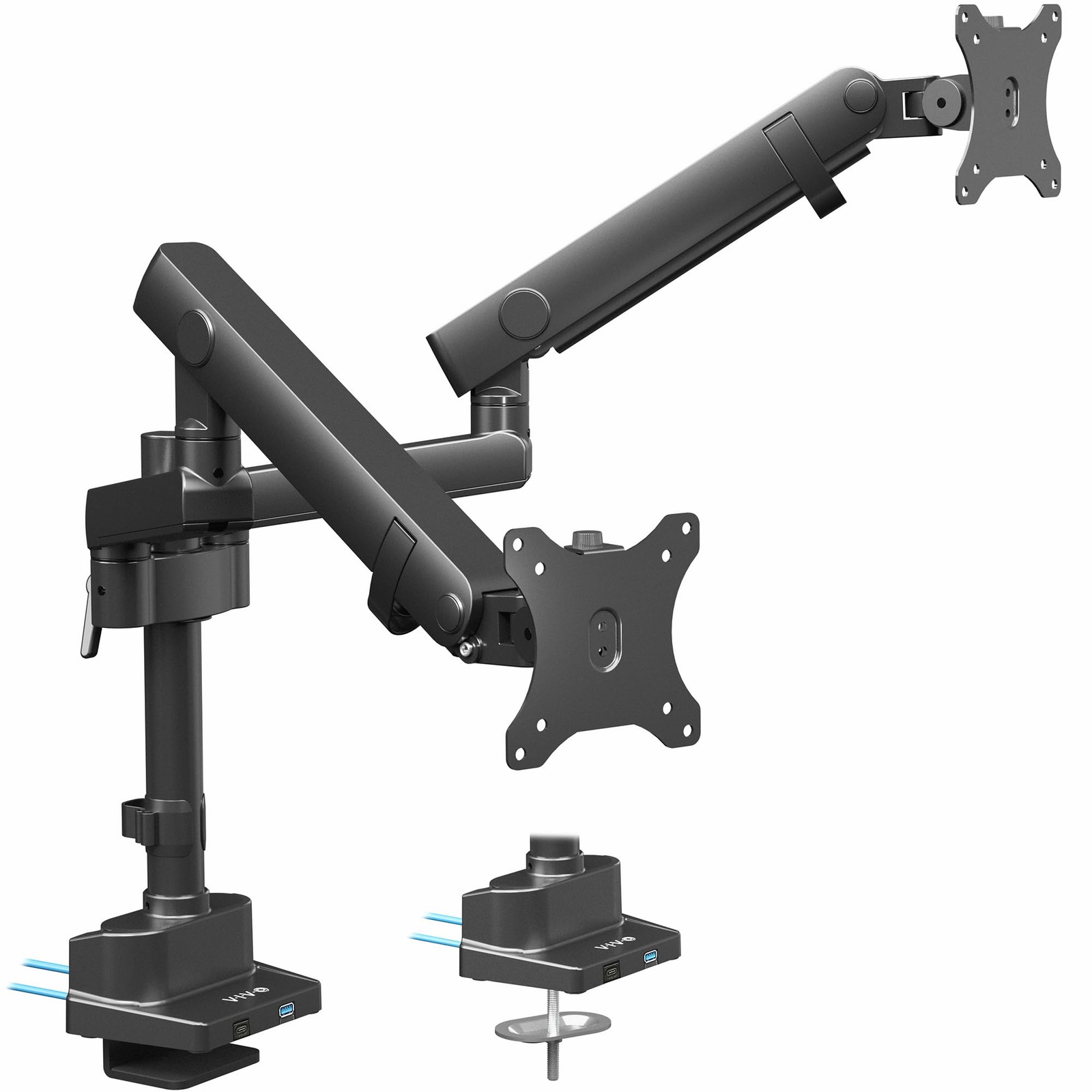 VIVO Premium Aluminum Full Motion Dual Monitor Desk Mount monitor, Black