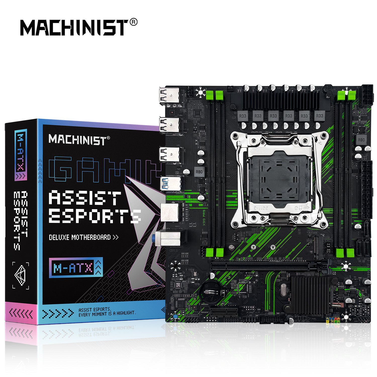 X99 LGA 2011-3 Motherboard with TPM 2.0 Support DDR4 RAM SATA 3.0 NVMe/SATA M.2