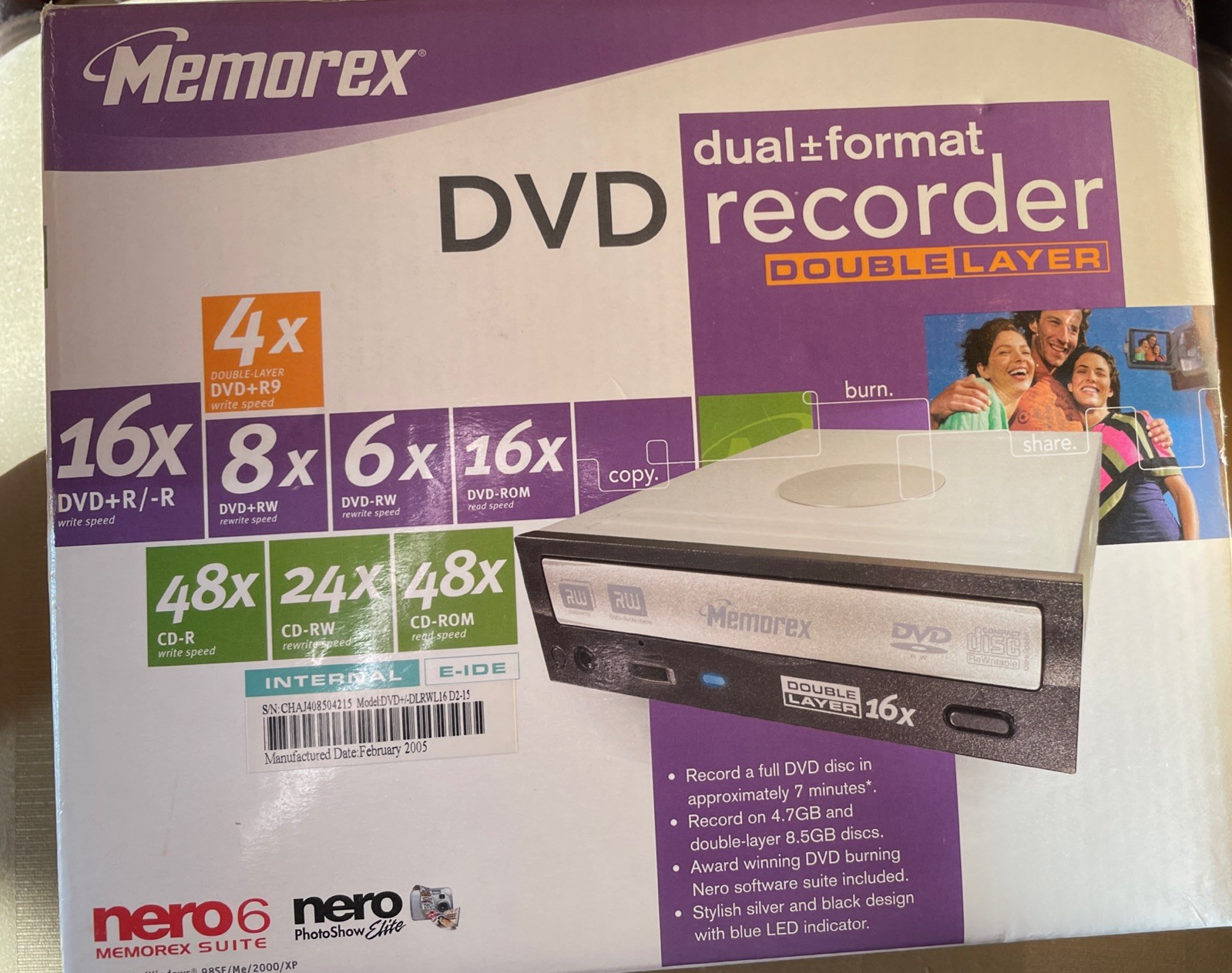 Memorex Dual Format DVD Recorder Double Layer Nero 6 Memorex Suite 16X 5395-7286