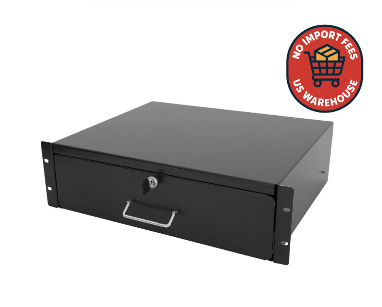 New 3U Drawer Rack Mount DJ 19" Rack Case Equipment Deep Drawer 3Space Lockable