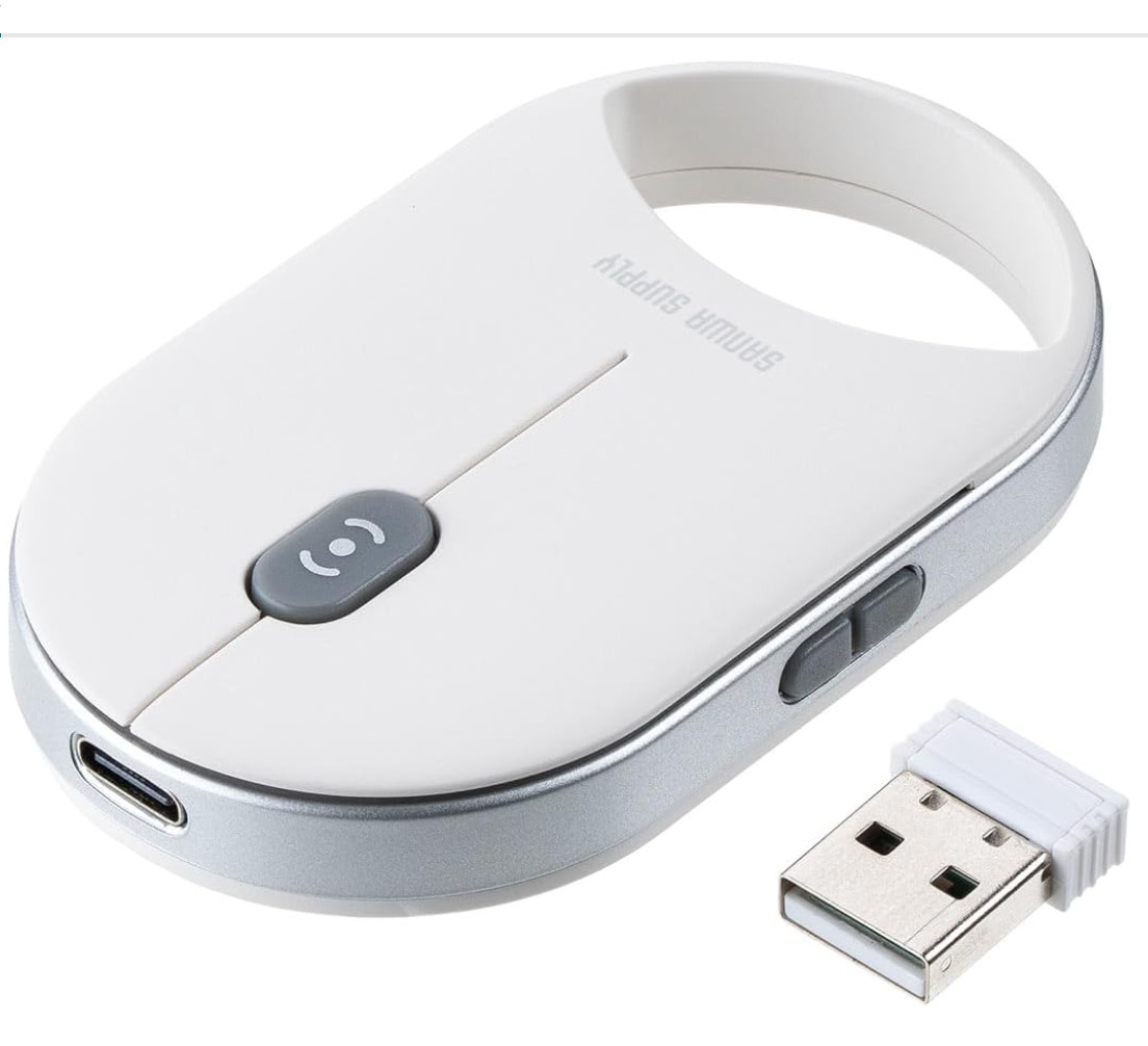 Sanwa Direct Ultra Slim Mini Bluetooth Mouse Silent 5 Buttons Rechargeable White