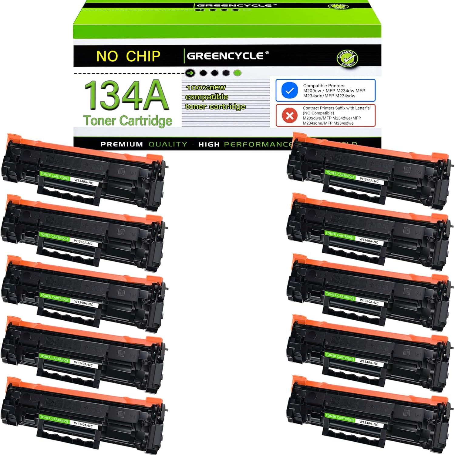 10PK 134A W1340A NO Chip Toner For HP LaserJet M209 M209dwe MFP M234dw M234sdn