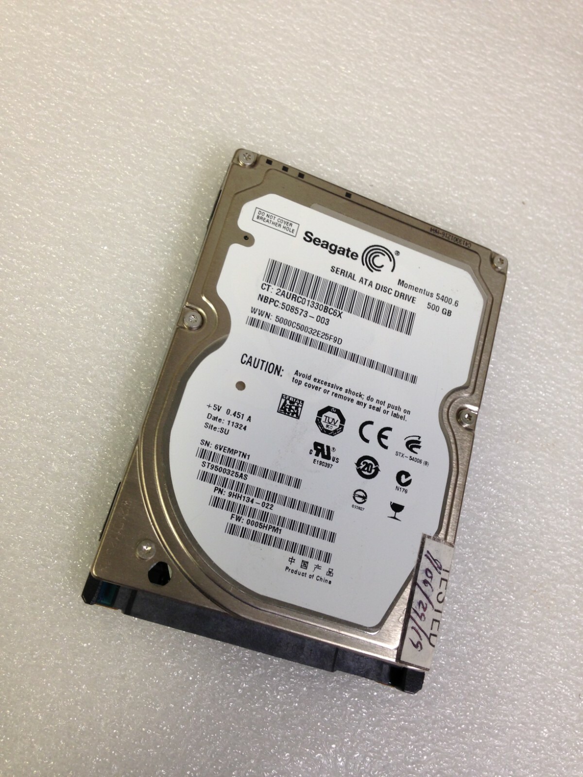 Seagate ST9500325AS,  9HH134-022  , 500GB SATA 2.5'' Laptop Drive 