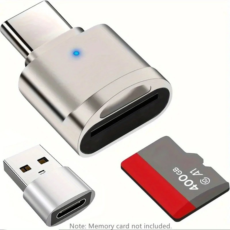 2 Pack USB C SD TF Card Reader Adapter Zinc Alloy USB-C to USB for iPhone 15-17