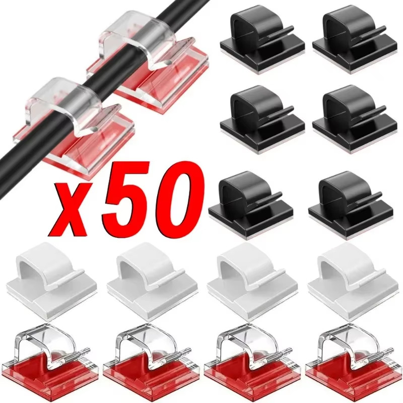 10/20/50PCS Cable Organizer Clips Wire Winder Holder Protector USB Cable Managem