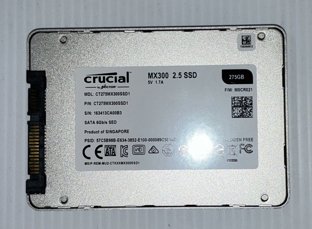 Crucial | CT275MX300SSD1 | MX300 275GB SATA III 2.5" Internal SSD