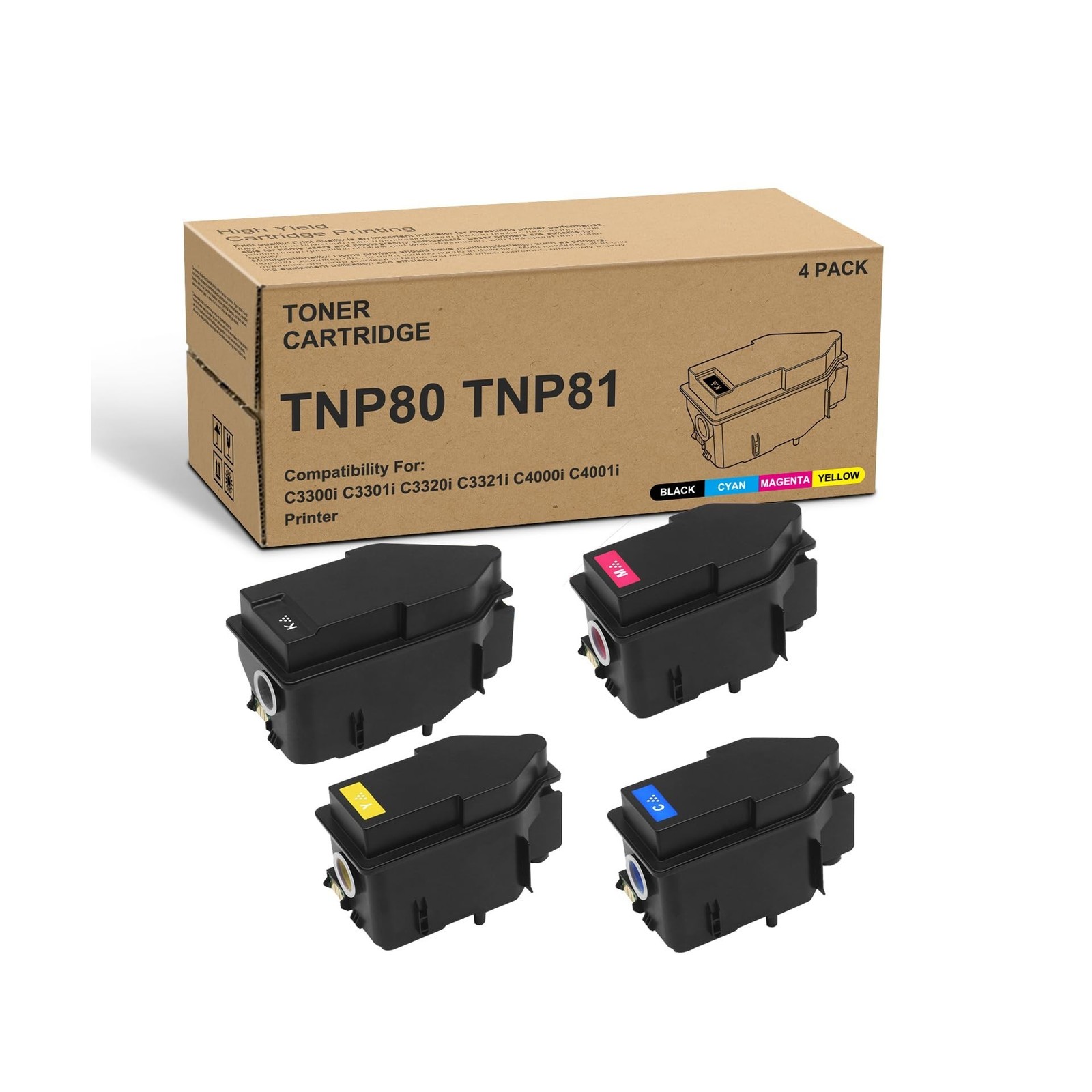 SRITE TNP80 TNP81 High Yield Toner Cartridge 4-Pack (Black Magenta Yellow Cya...