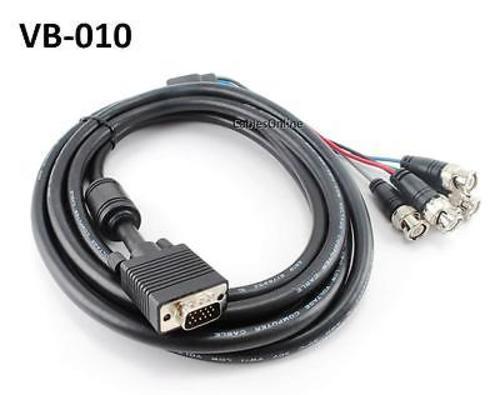 10ft SVGA HD15 to 5-BNC M/M Triple-Shielded Monitor Cable w/ Ferrite Core VB-010