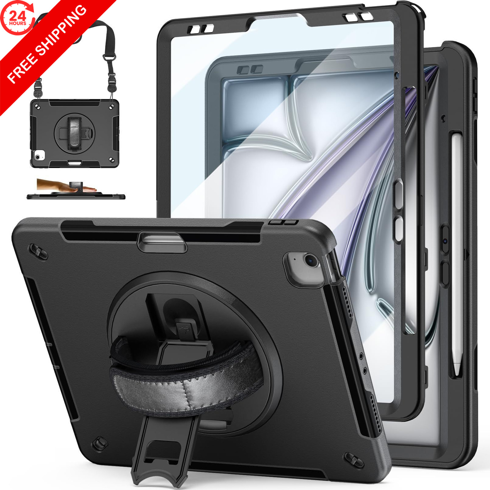 Miesherk Stock Case for iPad Pro 12.9" 2022/2021/2020/2018, Black