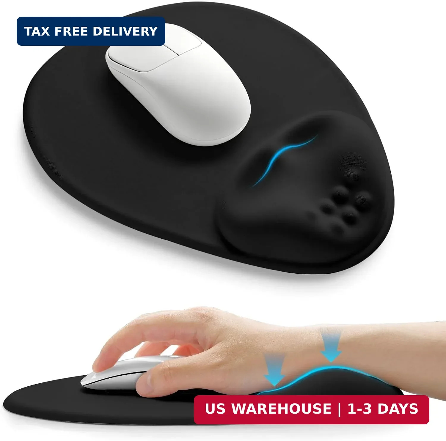 Palm-Rest and Wrist-Hugging Mouse Pad Wrist Rest, Ergonomic Wrist Support with C