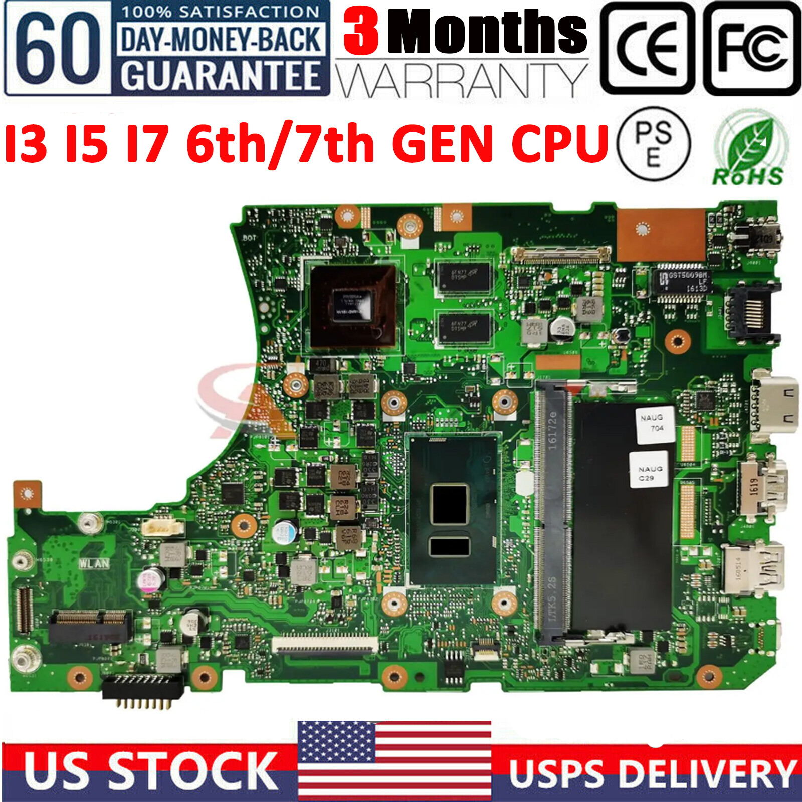 X556UV Laptop Motherboard For ASUS A556U X556UQ X556UB X556U W/ I3 I5 I7 CPU V2G