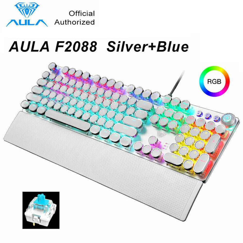 AUAL Square punk F2088 Mechanical Keyboard 108 Keys Blue Switch RGB USB Wired