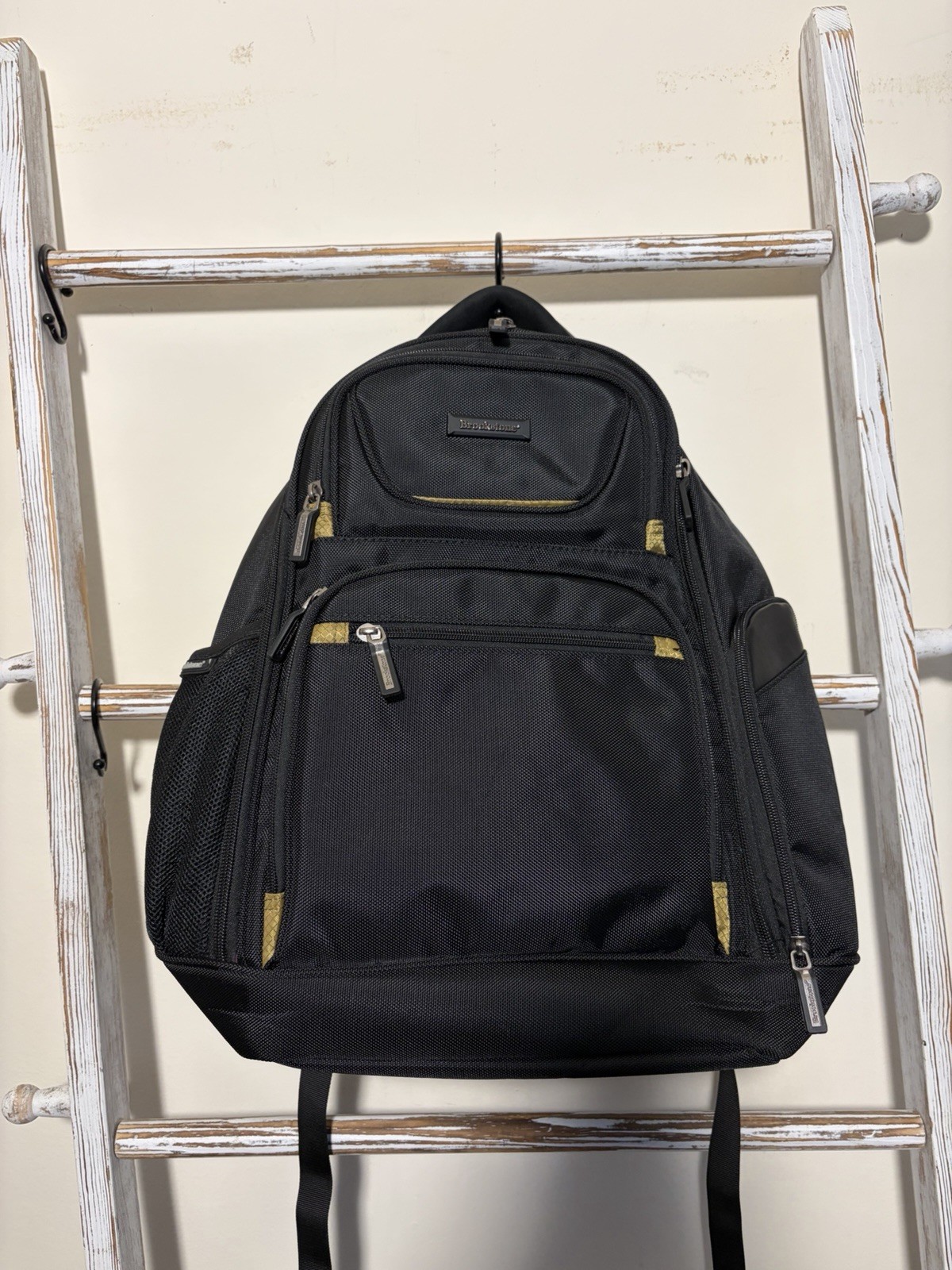 Brookstone Hayes Collection Ballistic Black Nylon Business Laptop Backpack Bag